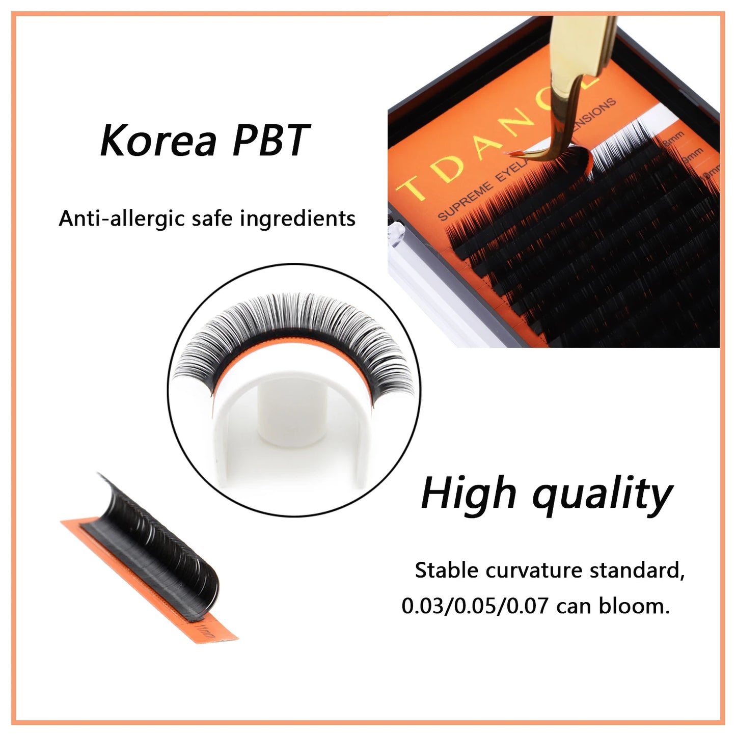 TDANCE 16 Rows Korea PBT Faux Mink Lashes – Soft Natural Russian Volume Extensions C180