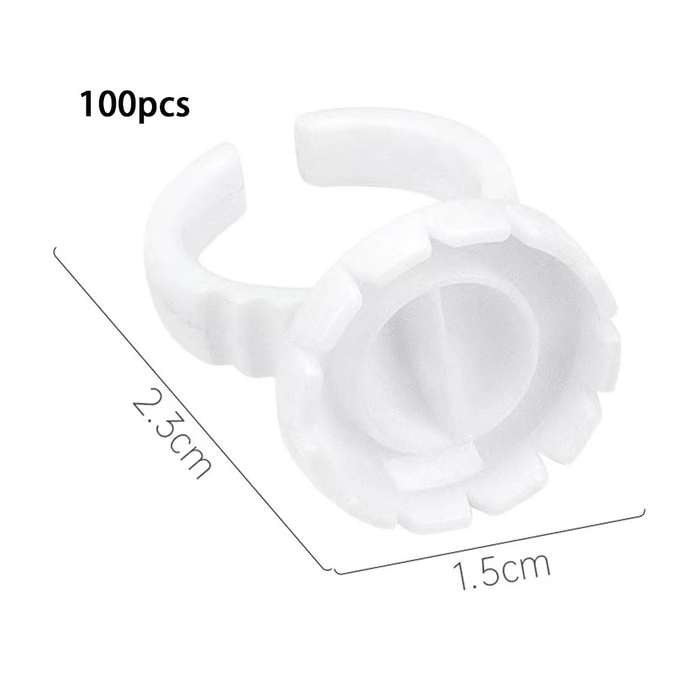SMHZP 100Pcs Disposable Blooming Eyelash Glue Rings – Flower Cup Design for Lash Extension & Tattoo Pigment
