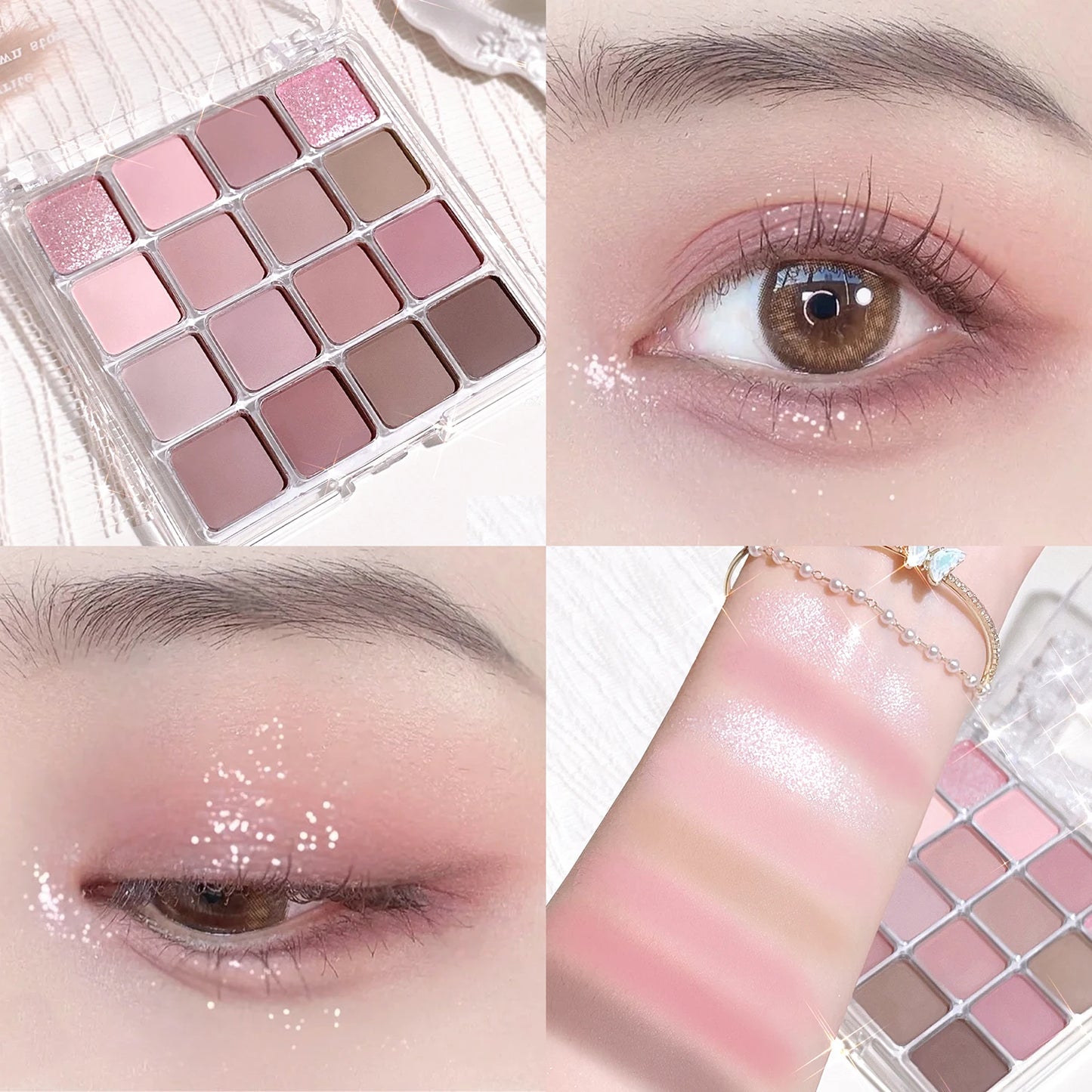 LuxuryGlow Sunset Magic 16-Color Eyeshadow Palette – Matte, Shimmer & Glitter Earth Tones