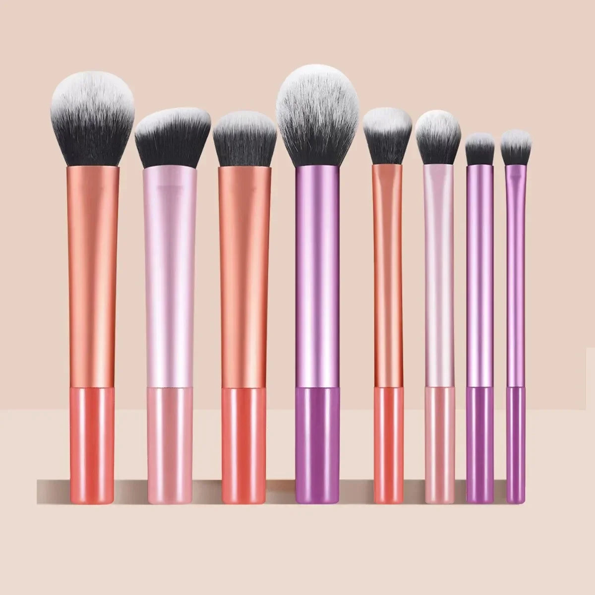 RUZOFO 8-Piece Professional Black Glossy Makeup Brush Set – Complete Kit for Face & Eyes