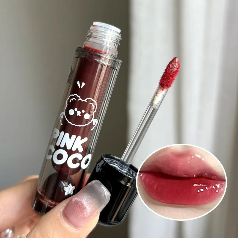 PINKCOCO Mirror Lip Glaze: brillo nude de larga duración con brillo iluminador