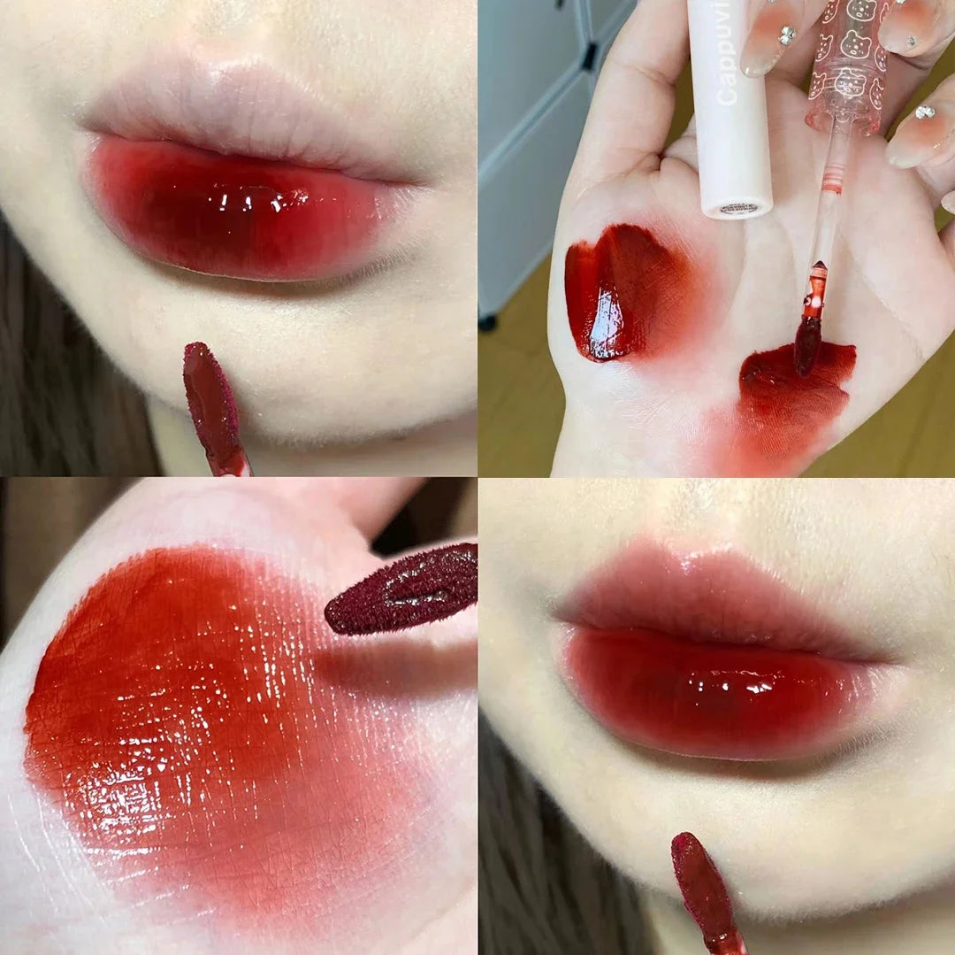 Brillo de labios con efecto espejo en rosa cereza LuxuryGlow: aceite labial hidratante con brillo de cristal