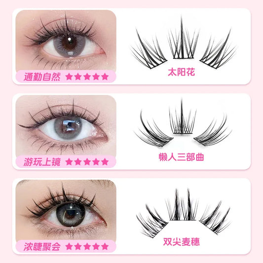 رموش MIAOJIE مسبقة اللصق بدون غراء من JPNPL - طبيعية، قابلة لإعادة الاستخدام، وسهلة التركيب