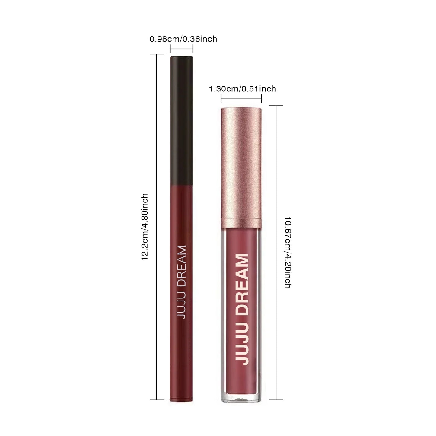 JUJU DREAM 6-Color Matte Lip Liner & Lipstick Pencil Set – 2-in-1 Waterproof, Long-Lasting, Smudge-Proof
