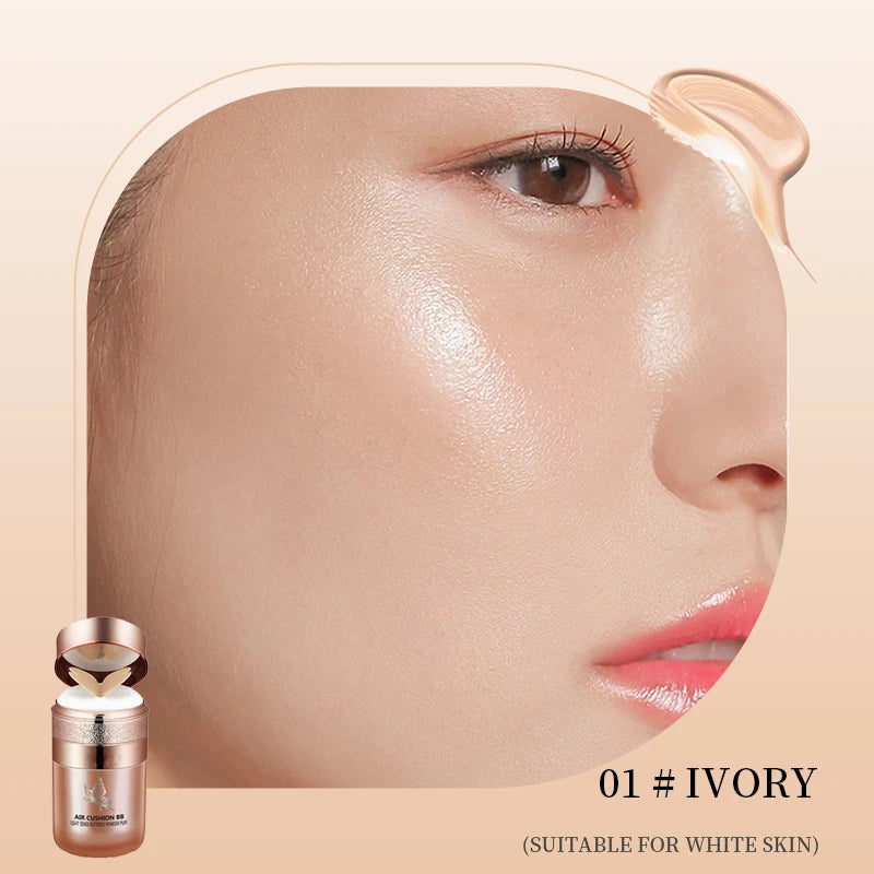 SAKSRAAR Air Cushion BB Cream: Base de maquillaje hidratante y resistente al agua con efecto mariposa | Ilumina, controla la grasa y corrector para todo tipo de piel
