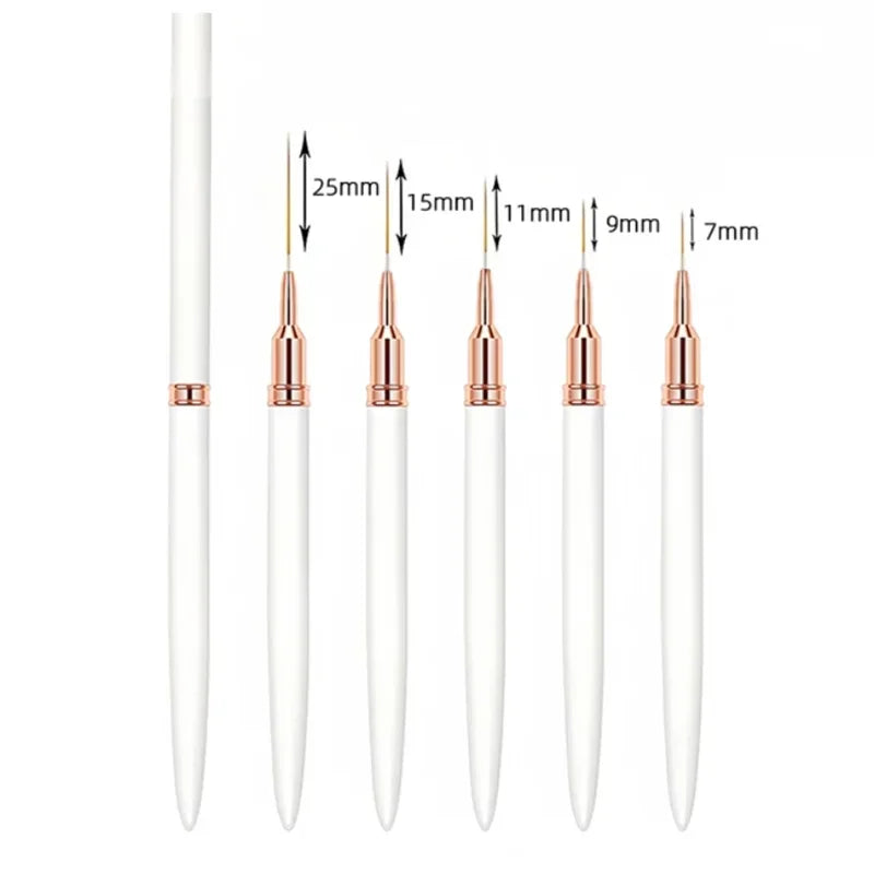 Juego de 5 pinceles delineadores para uñas LuxuryGlow YIKOOLIN: pinceles de gel UV para uñas francesas y diseño de uñas artísticas.