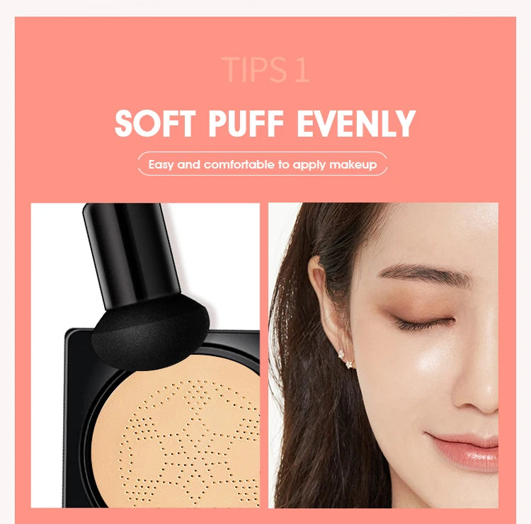 LuxuryGlow Mushroom Air Cushion BB Cream – Moisturizing, Concealing & Long-Lasting