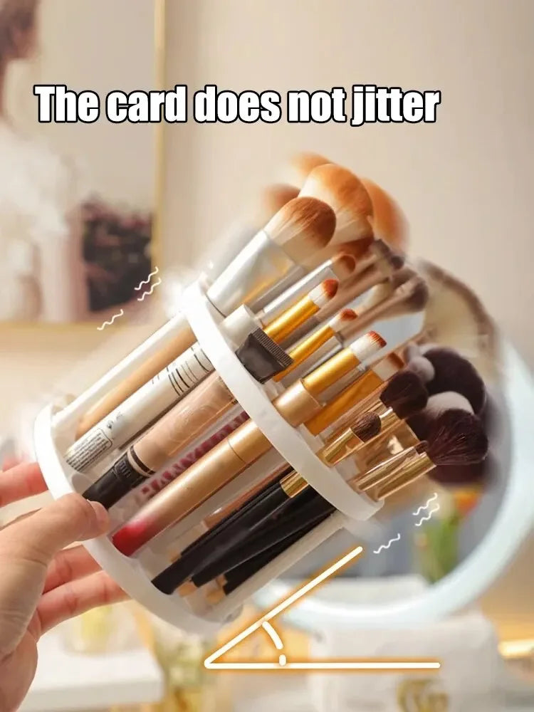Organizador de brochas de maquillaje y cosméticos de acrílico LuxuryGlow: soporte y organizador de pintalabios para tocador (28 × 23 cm)