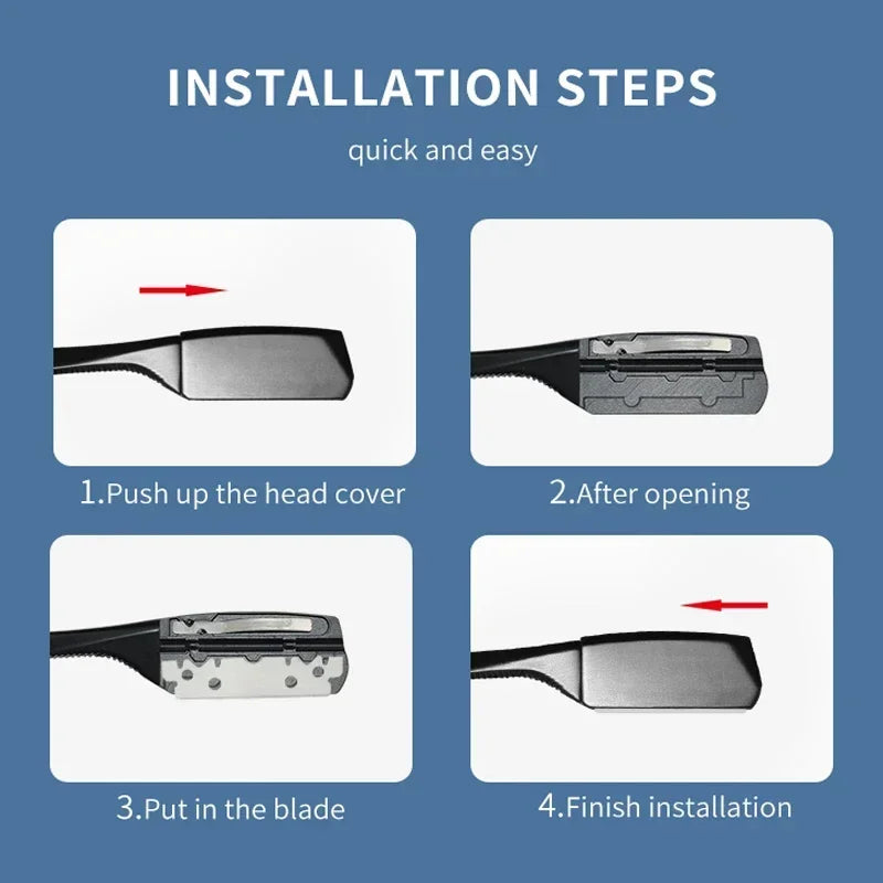 LuxuryGlow Professional Straight Edge Razor for Men – Manual Shaving Knife with Zinc Alloy Handle