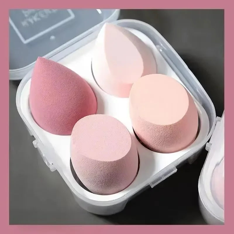 Juego de 7 esponjas de maquillaje con degradado LuxuryGlow con caja de cartón para guardar huevos: suaves y reutilizables.