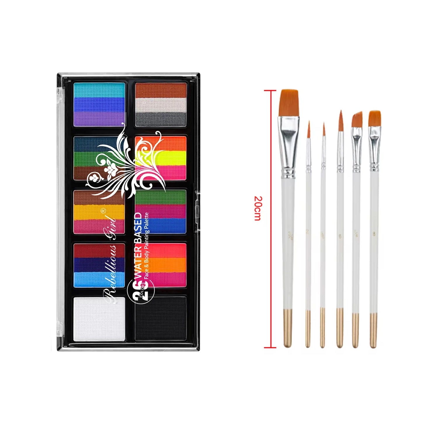 Kit de pintura corporal y facial VERONNI de 10 colores con pincel: maquillaje seguro para niños y adultos