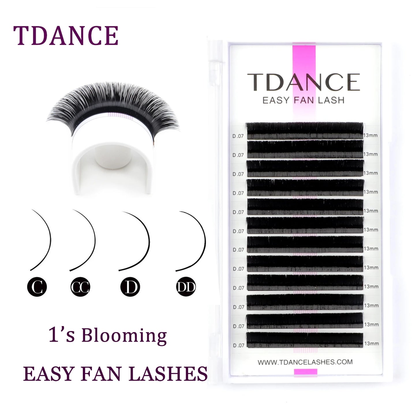 TDANCE Easy Fan Eyelash Extensions | 12-Row Faux Mink Volume Lashes | Fast Blooming for Natural to Glam Looks C60