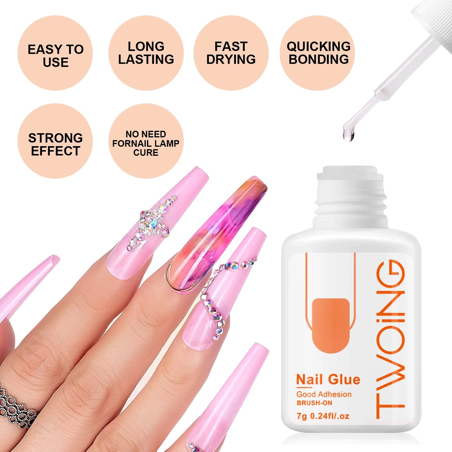 TWOING 7g Super Strong Nail Glue – Long-Lasting Adhesive for Press-On & Acrylic Nails