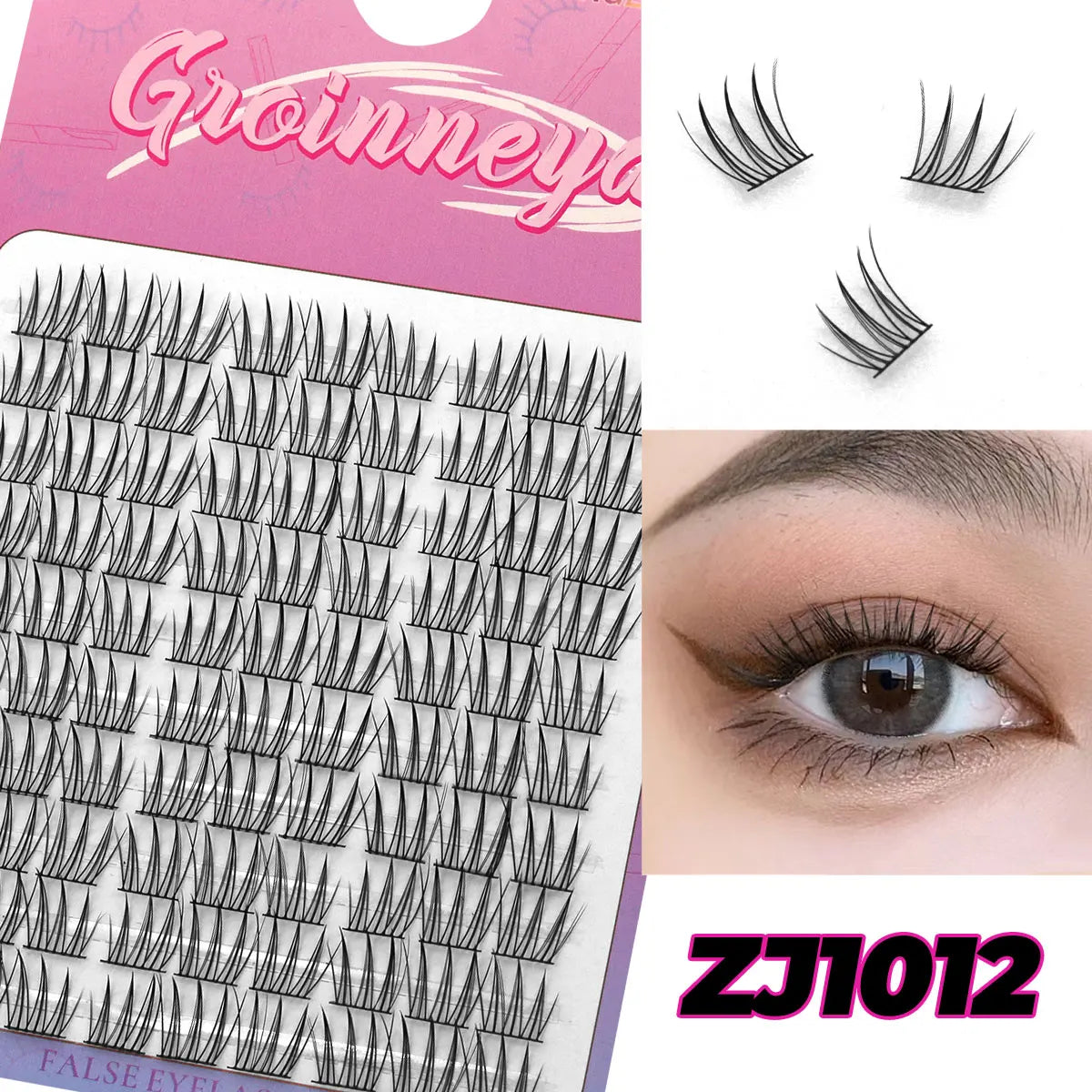 GROINNEYA Cluster Lashes – Natural Volume DIY Eyelash Extensions Mixed Tray