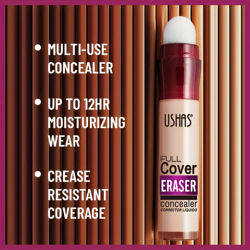 Corrector líquido USHAS Sponge Head: cobertura hidratante y duradera para ojeras e imperfecciones.