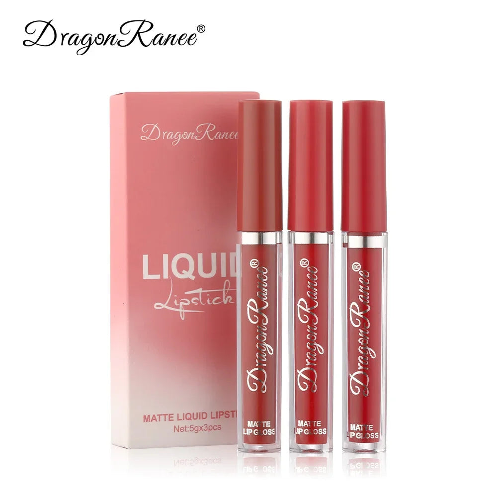 LuxuryGlow - Set de 3 labiales líquidos mate de larga duración - Maquillaje coreano resistente al agua