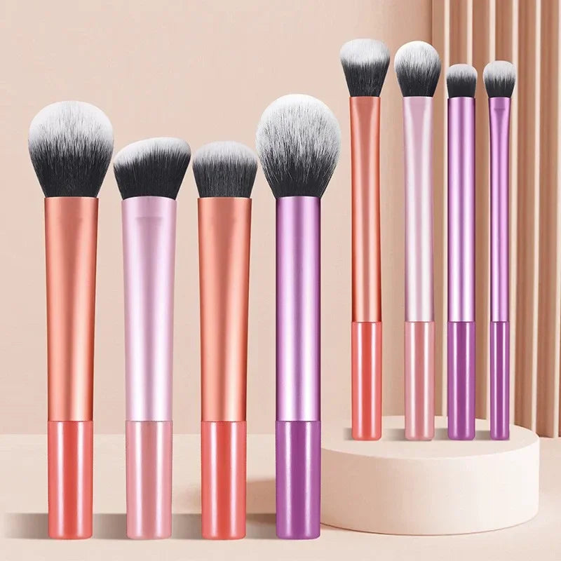 RUZOFO 8-Piece Professional Black Glossy Makeup Brush Set – Complete Kit for Face & Eyes