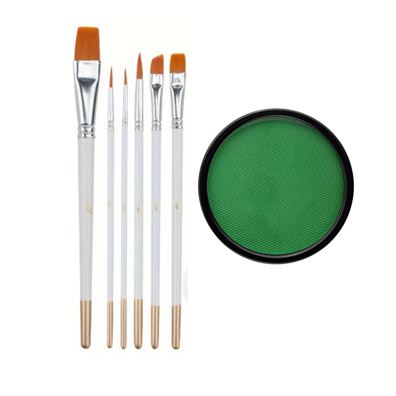 LuxuryGlow 30g Monochromatic Face & Body Paint Kit – Black, White, Red Water-Based Makeup with Brushes for Halloween & Party Looks