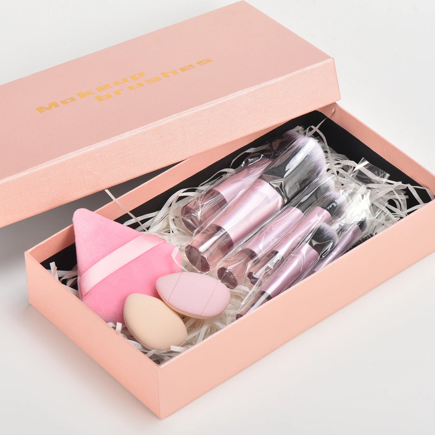 مجموعة فرش مكياج صغيرة من LuxuryGlow، 10 ألوان، مجموعة سفر محمولة مع إسفنجة وأدوات