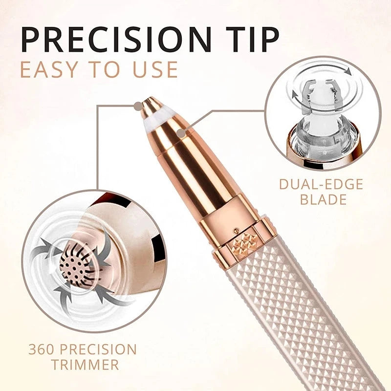 ماكينة تشذيب الحواجب وإزالة شعر الوجه للنساء من LuxuryGlow قابلة لإعادة الشحن وبدون ألم