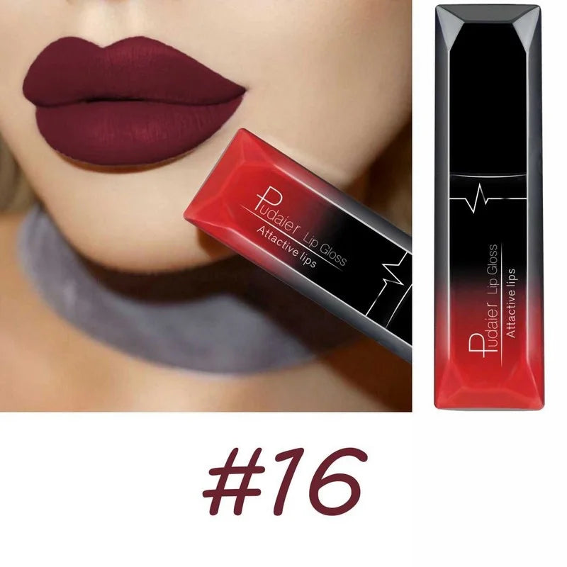Lápiz labial líquido mate de larga duración LuxuryGlow de 17 colores: crema labial resistente a las manchas