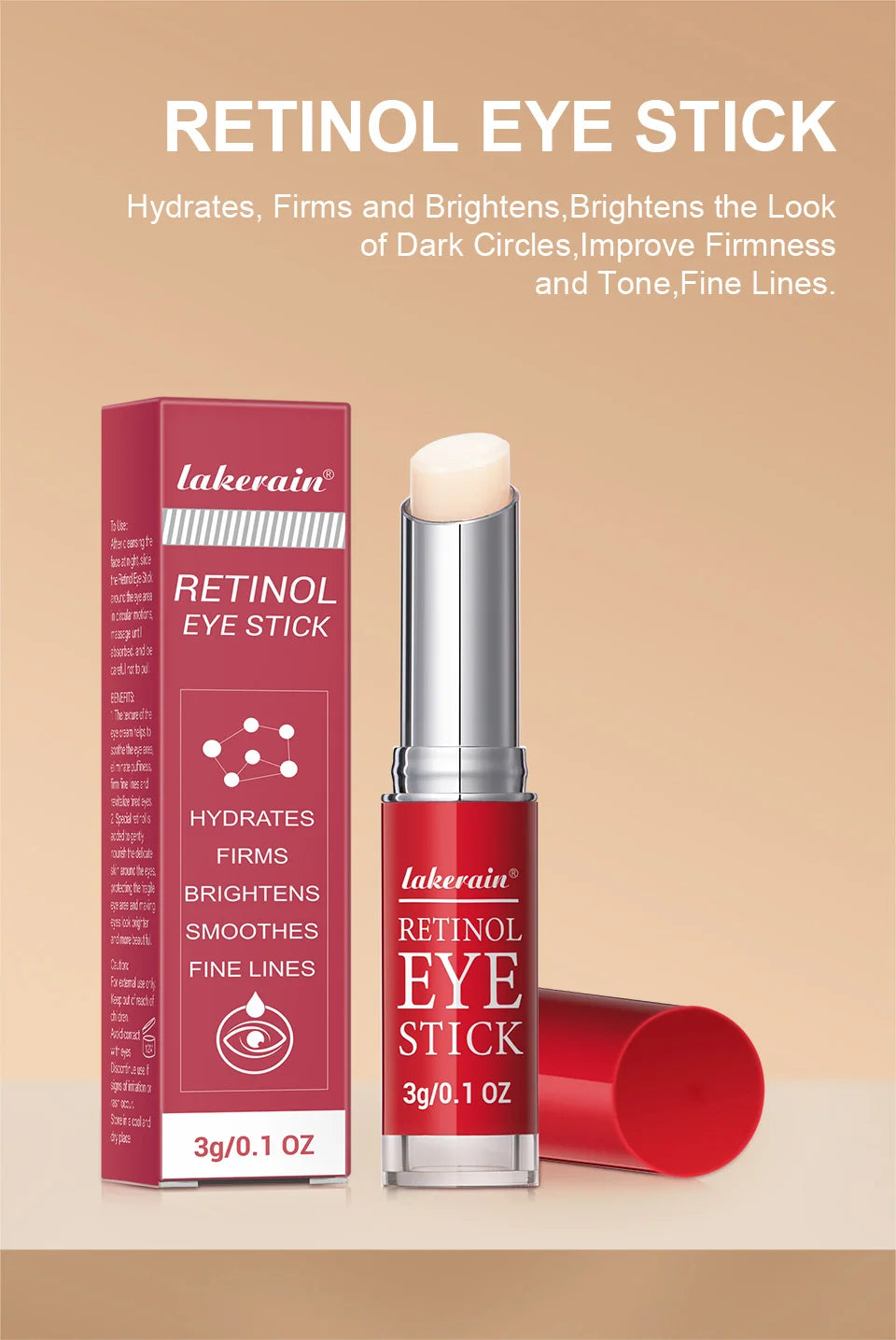 Crema de ojos con retinol en barra ibcccndc: suero iluminador y antiedad para ojeras (3 g)