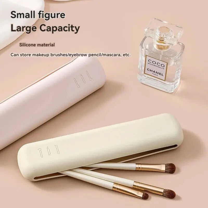 LuxuryGlow Silicone Makeup Brush & Brow Pencil Case | Dustproof Portable Travel Pouch