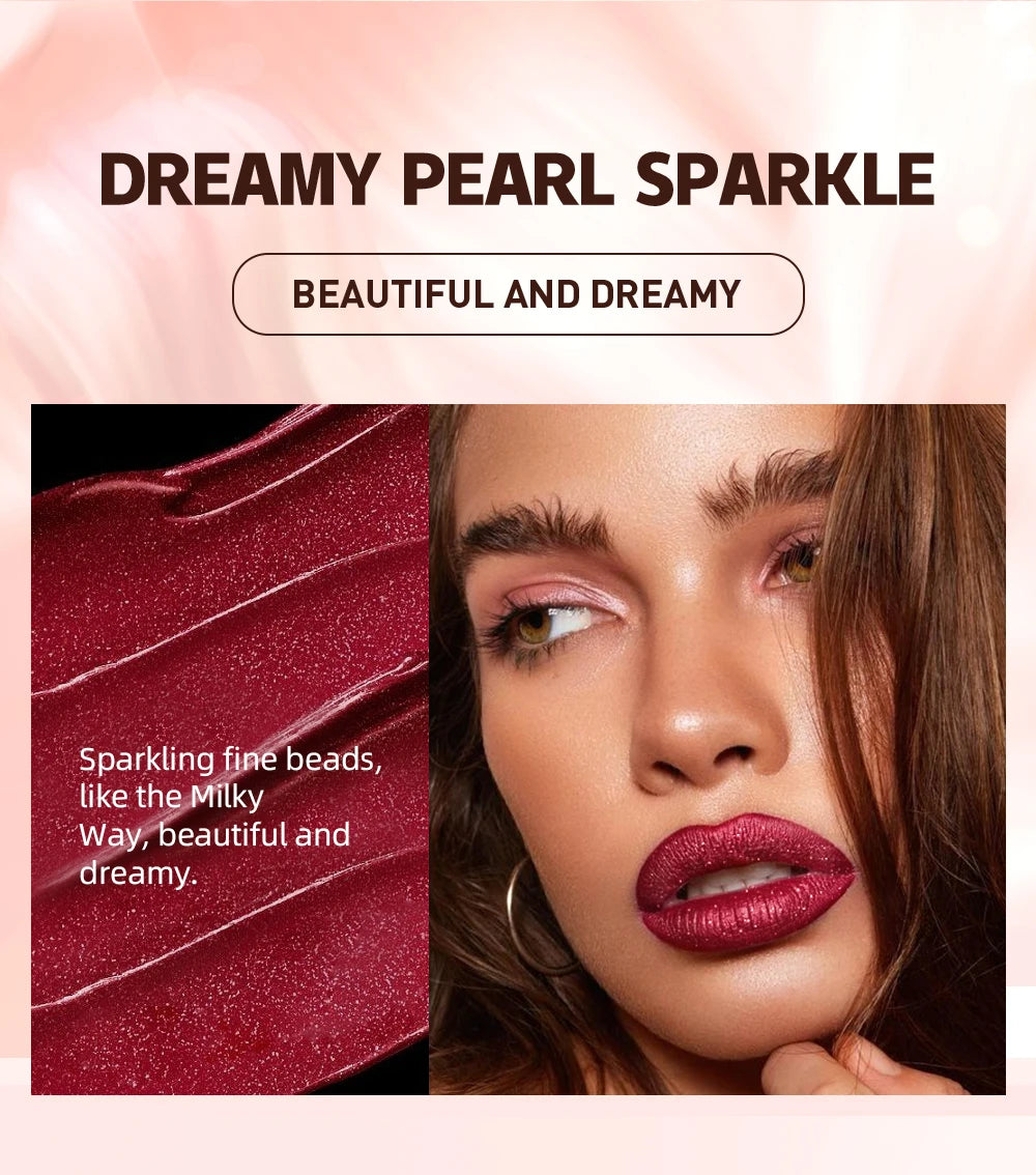 Brillo de labios con brillo de diamante QIBEST: resistente al agua, duradero y brillante.
