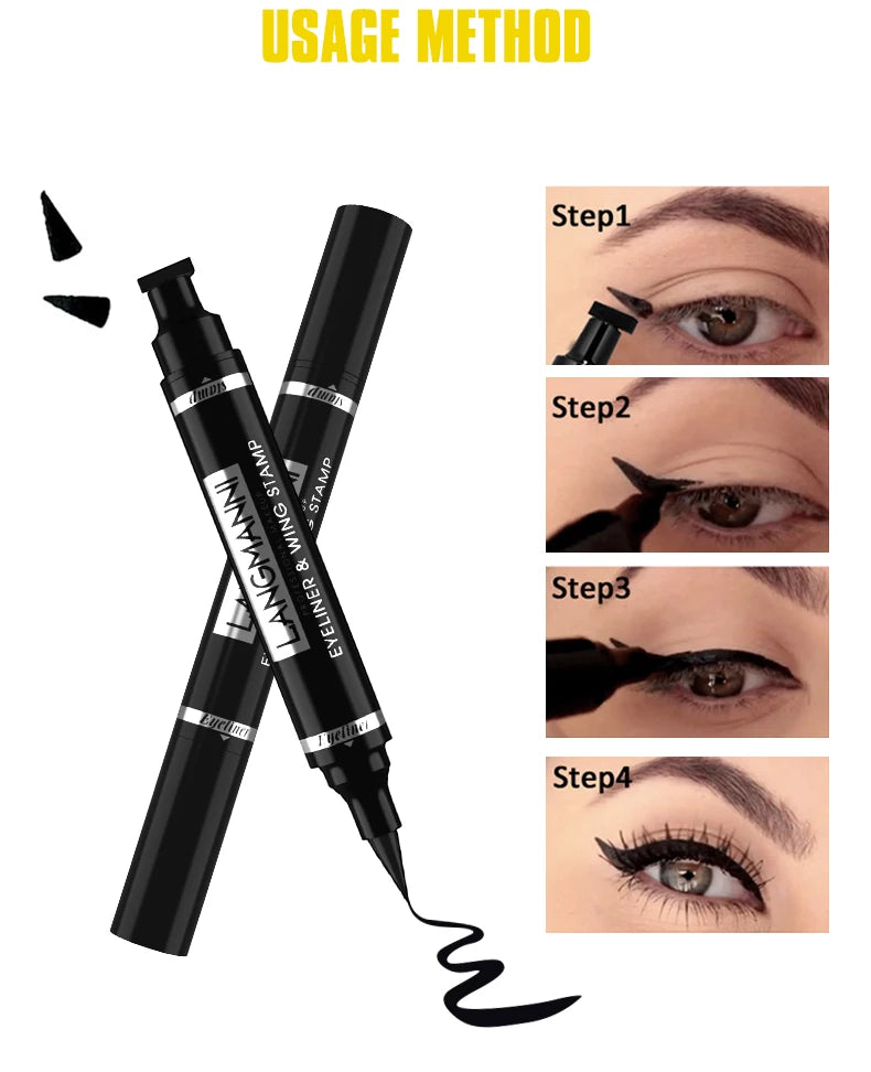 Langmanni 2-in-1 Waterproof Eyeliner Pen with Stamp – Long-Lasting & Smudge-Proof