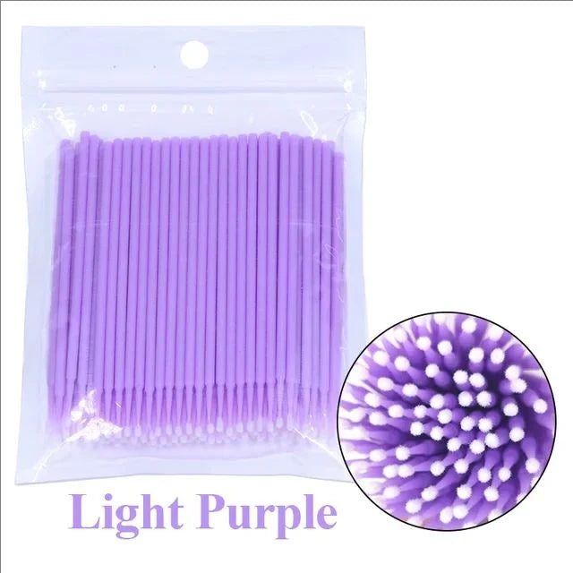 JPNPL MJ 100PCS Microcepillos para Pestañas – Hisopos de Algodón para Limpiar Extensiones de Pestañas