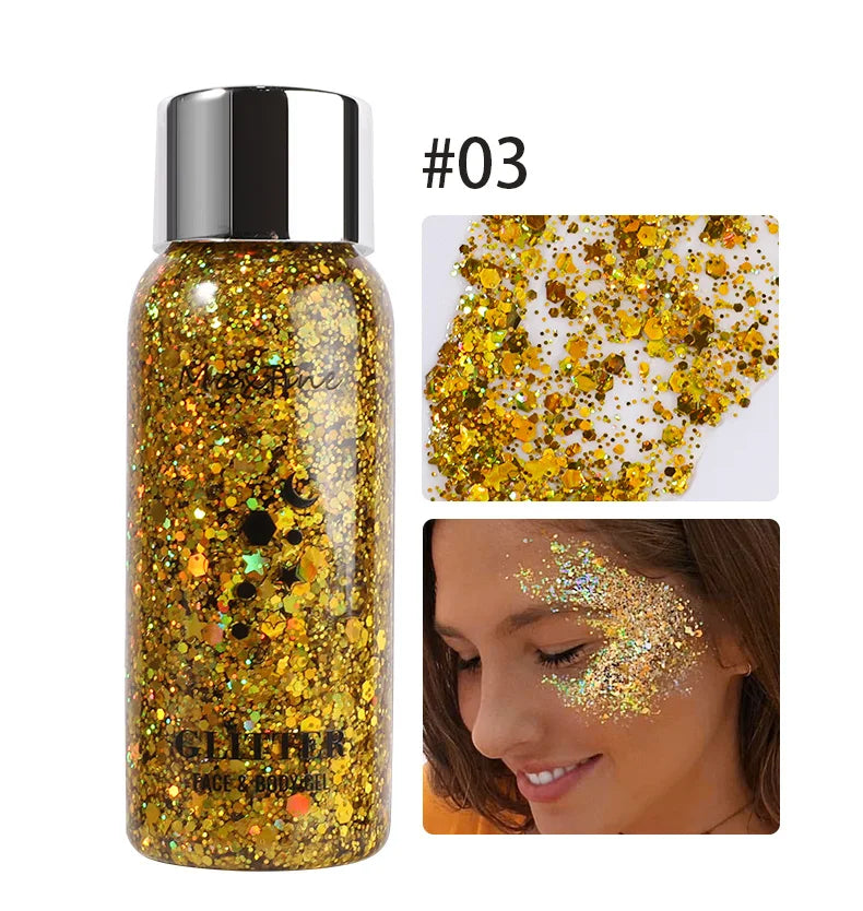 MAXFINE Full Body Glitter Gel – Long-Lasting Eye, Hair & Body Sparkle
