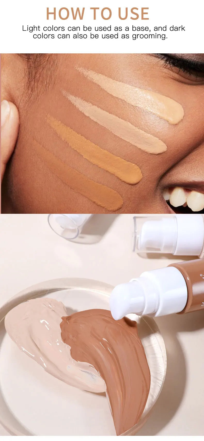 Base de maquillaje líquida MAXFINE: resistente al agua, al sudor y de cobertura total (30 ml)