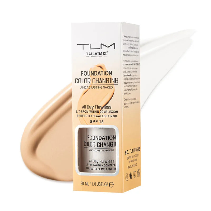 Base de maquillaje líquida LuxuryGlow Warm Change: resistente al agua, con control de grasa y protección FPS