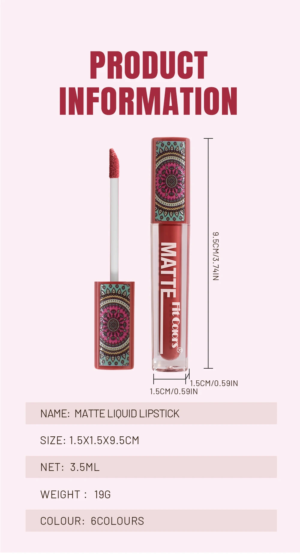 Fit Colors Matte Lip Gloss – Waterproof, Long-Lasting Velvet Lipstick