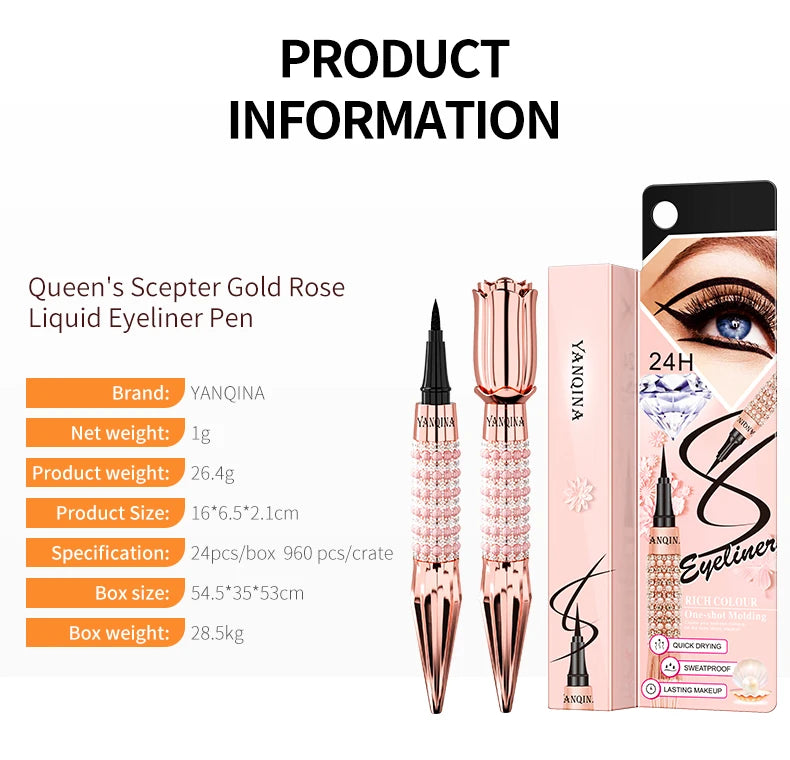YANQINA Precision Liquid Eyeliner Pen – Waterproof, Long-Lasting, Quick-Dry