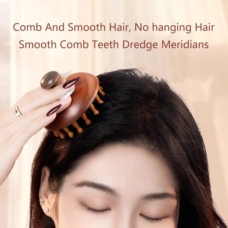AQTOCNA Multi-Functional Wooden Scalp & Body Massage Comb – Sandalwood Guasha Therapy Tool