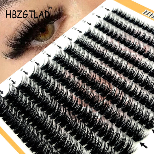 HBZGTLAD D Curl Lash Clusters 30D–100D Mix – Soft, Natural Eyelash Extensions