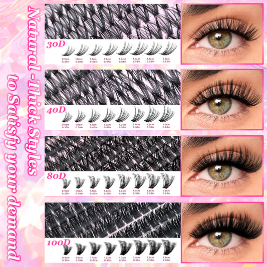 LuxuryGlow DIY Lash Extension Kit – 720pcs Individual Cluster Lashes with Bond & Seal