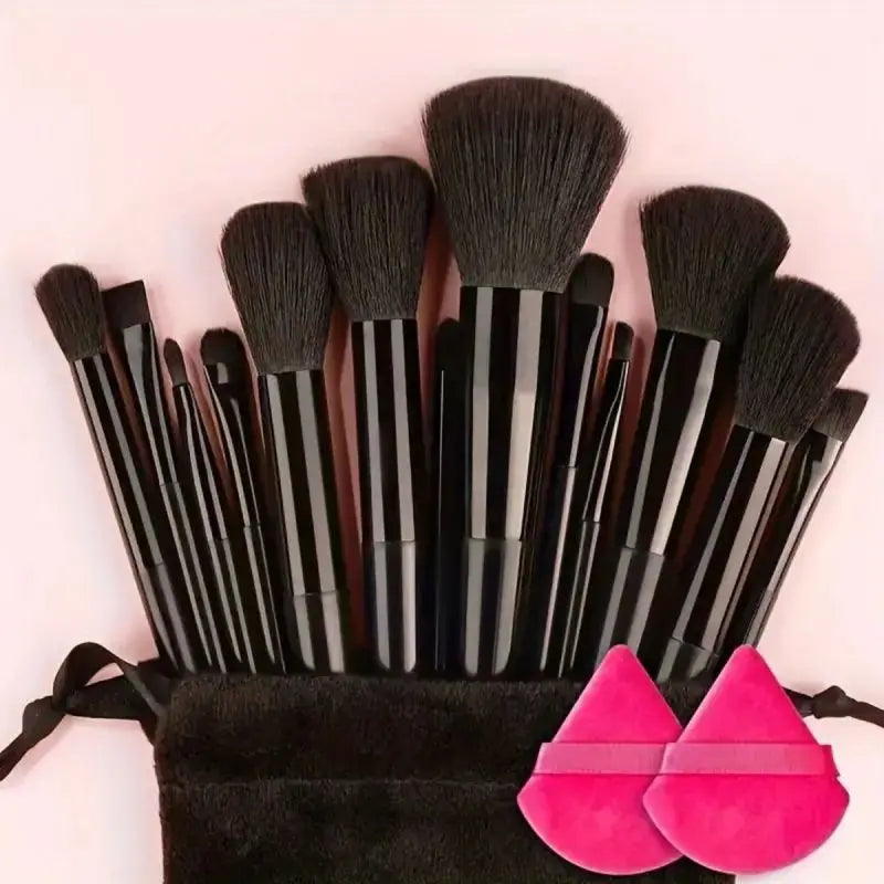 Juego de brochas de maquillaje suaves profesionales LuxuryGlow: 13, 14, 15 y 16 piezas para base, sombras de ojos, polvos y kabuki.