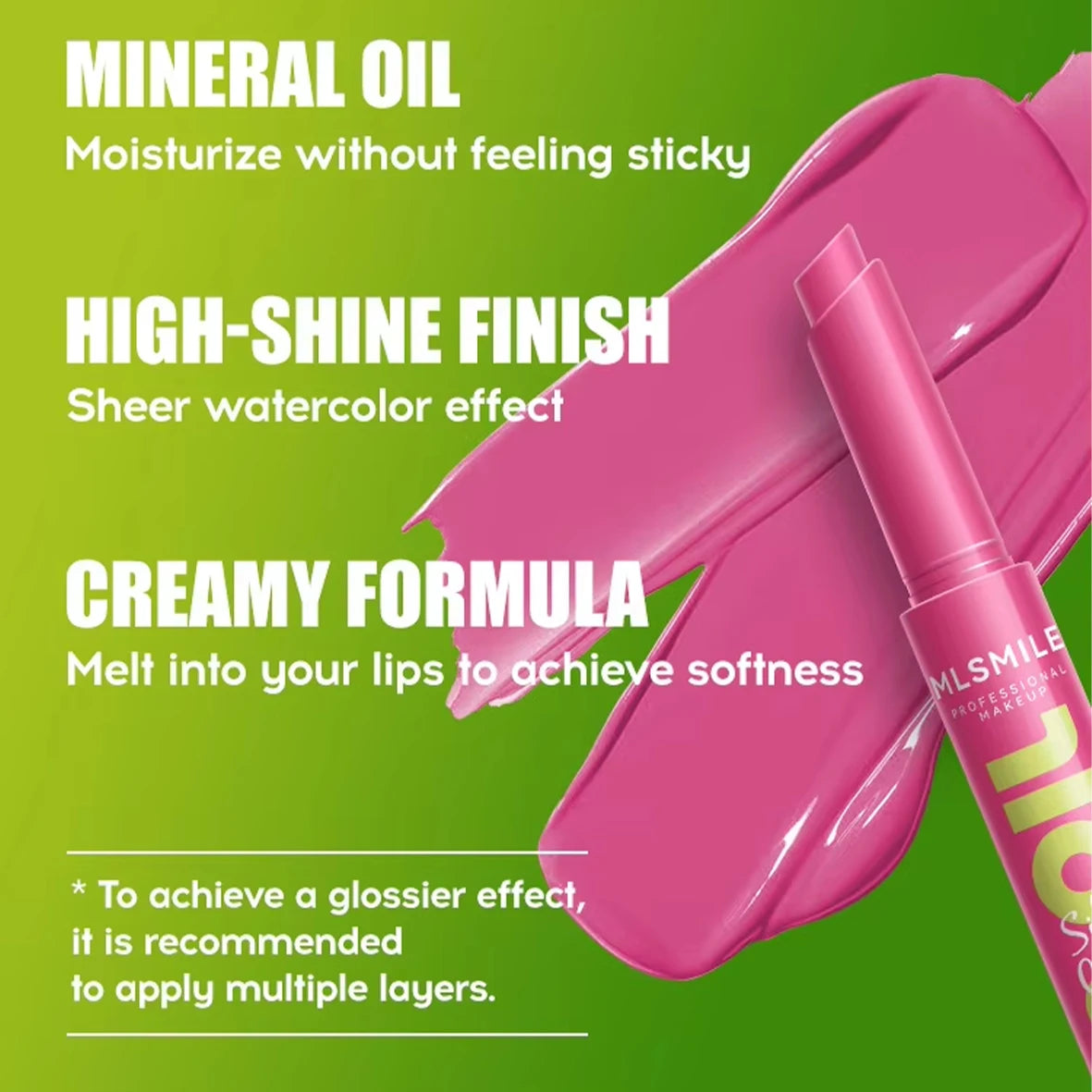 Brillo labial hidratante MLSMILE Silky Click: multicolor, alto brillo y larga duración
