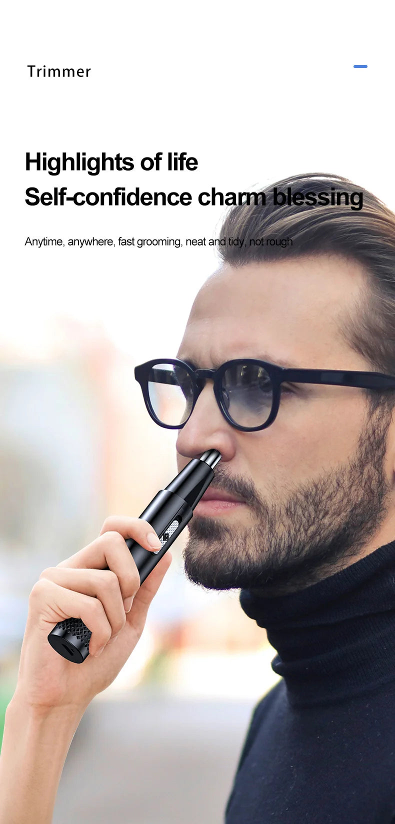 Newmine Rechargeable Electric Nose & Ear Hair Trimmer for Men – Safe Facial Grooming Tool