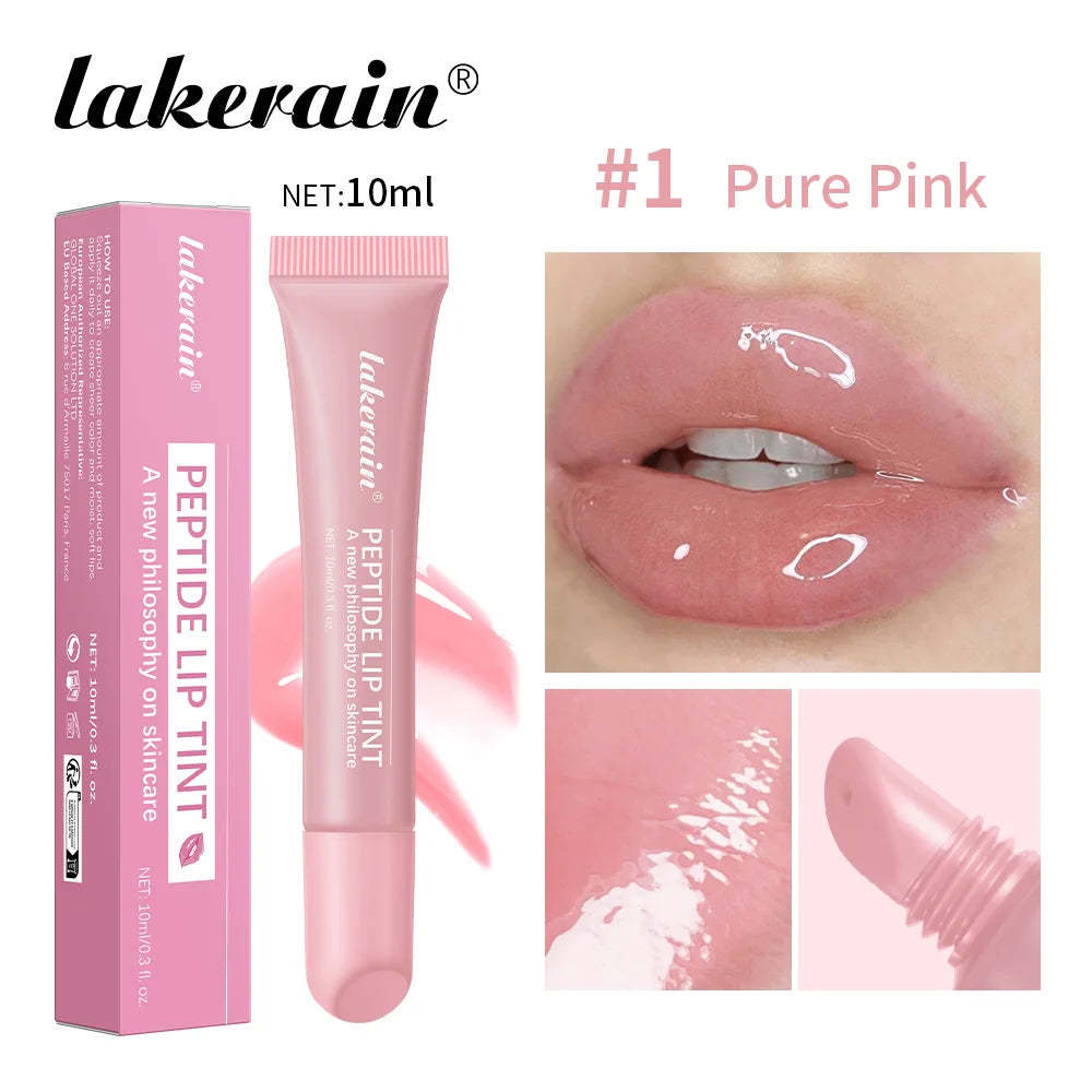 Brillo labial Lakerain Mirror Lip Glaze: 10 ml. Aceite labial hidratante, duradero y no pegajoso para labios nutridos y voluminosos.