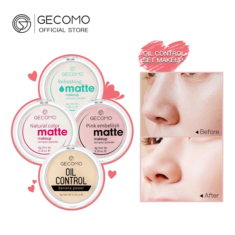 GECOMO 12H Matte Compact Powder – Oil Control & Shine-Free Finish