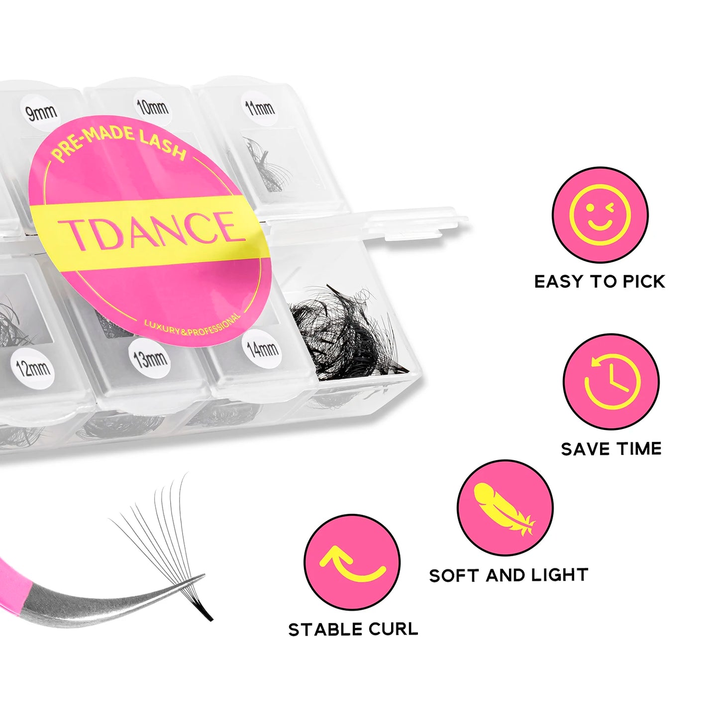 TDANCE 600 Loose Premade Volume Fans – Mixed Length Lash Extensions