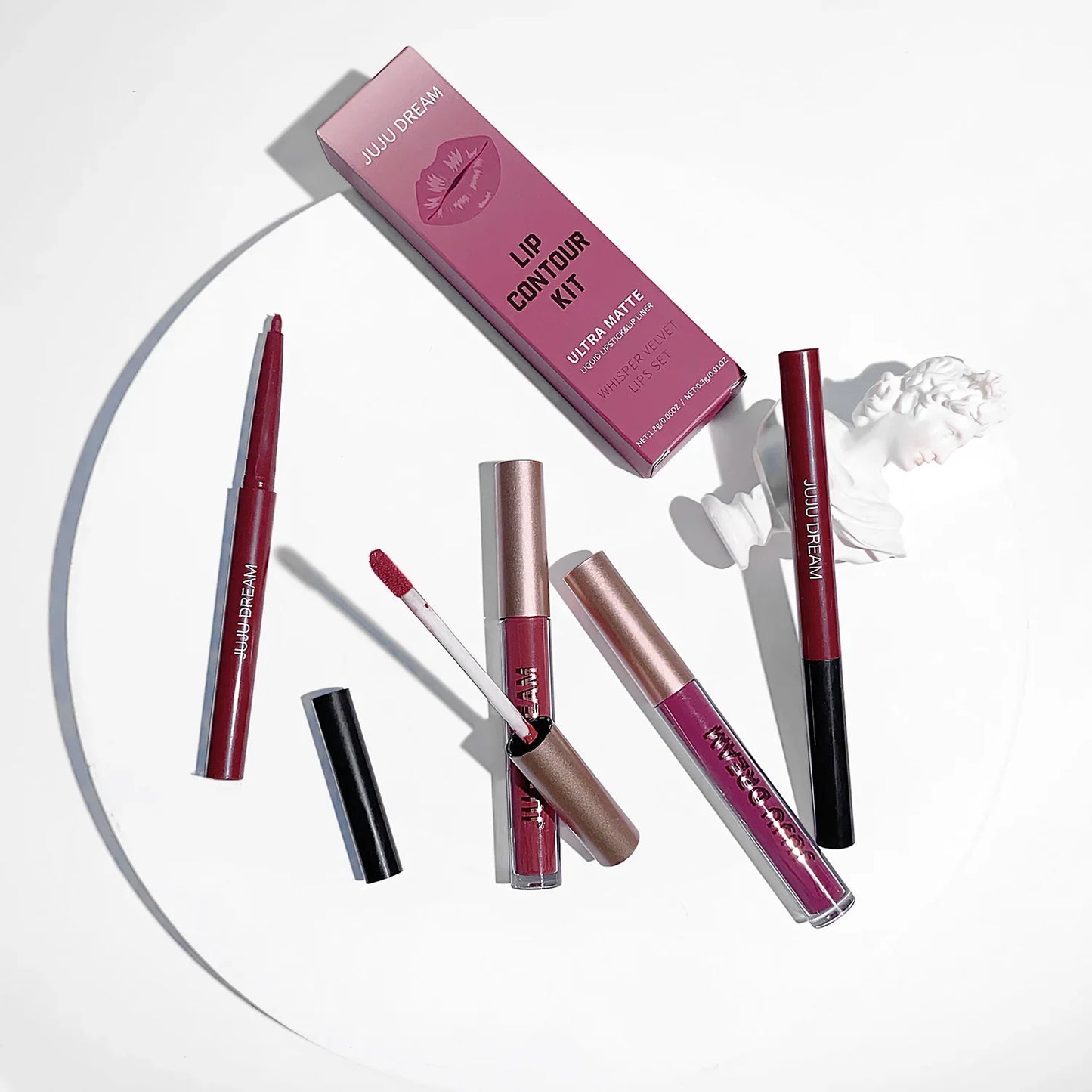 JUJU DREAM 6-Color Matte Lip Liner & Lipstick Pencil Set – 2-in-1 Waterproof, Long-Lasting, Smudge-Proof