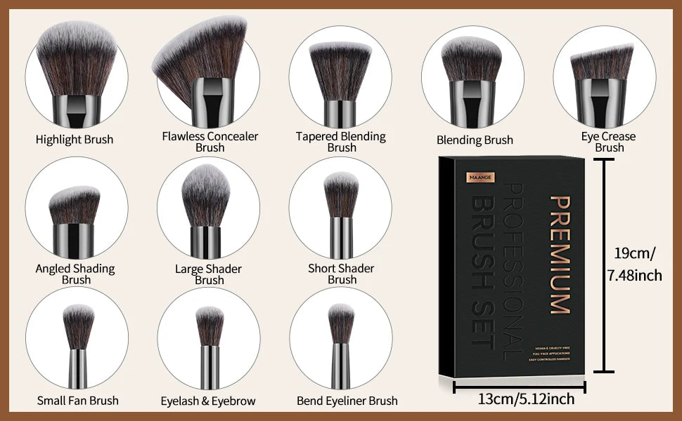 MAANGE - Juego de 25 brochas de maquillaje profesional para rostro y ojos en caja de regalo