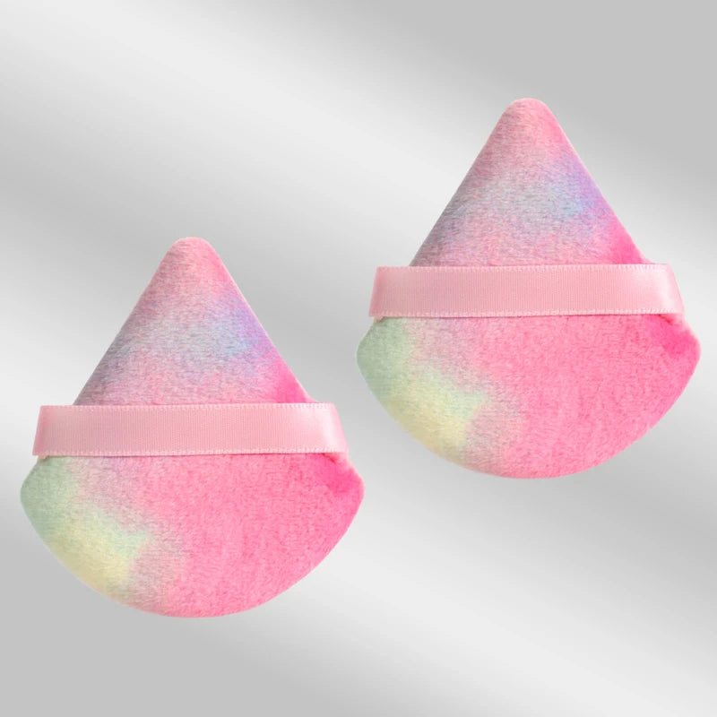LuxuryGlow 2PCS Triangle Velvet Powder Puff – Soft Reusable Makeup Blender for Flawless Foundation Application