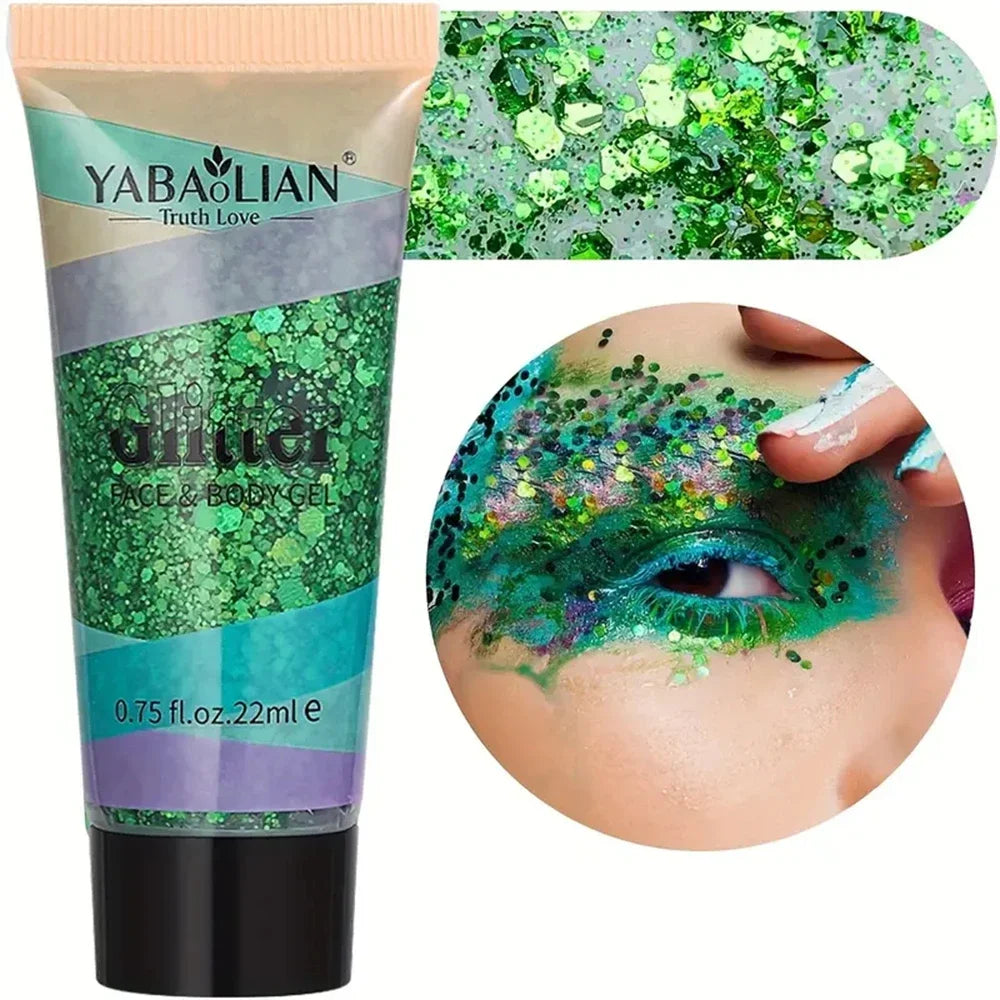 SAKSRAAR Mermaid Sequin Body Glitter Gel – Long-Lasting Sparkle for Festivals & Parties