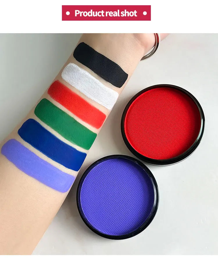 LuxuryGlow 30g Monochromatic Face & Body Paint Kit – Black, White, Red Water-Based Makeup with Brushes for Halloween & Party Looks