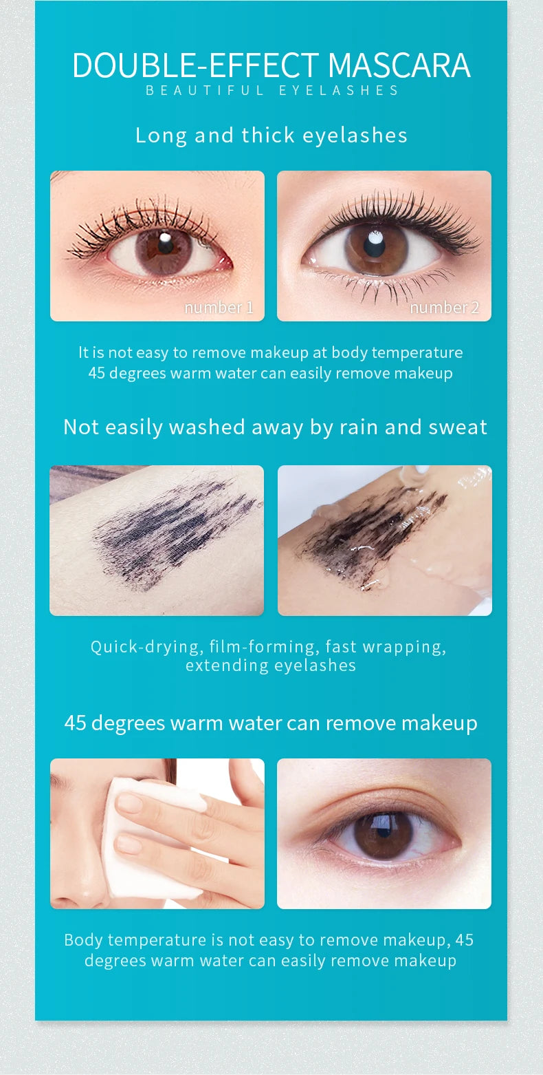 QIC 2-in-1 Waterproof Silk Fiber Mascara for Eyelash Extension – Lengthening & Volumizing